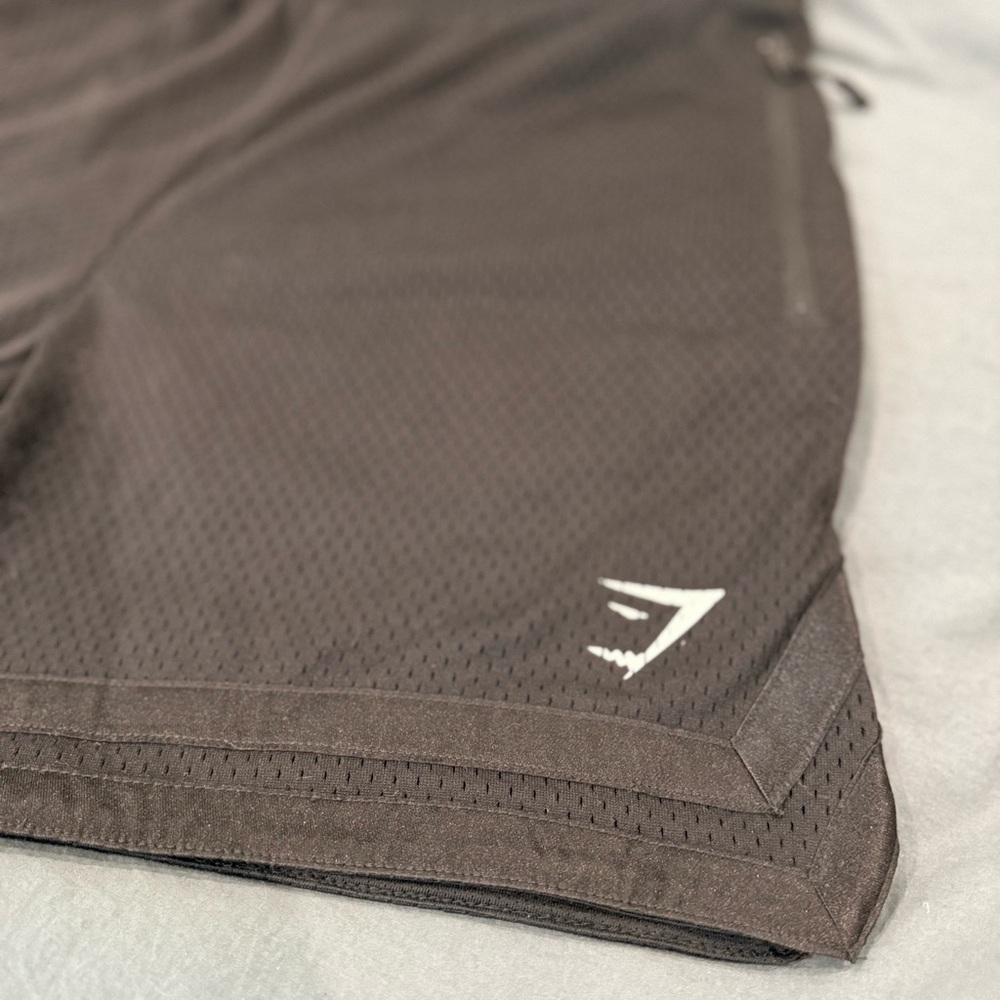 Gymshark Black Athletic Mesh Shorts with Contrast Logo - Picture 3 of 4